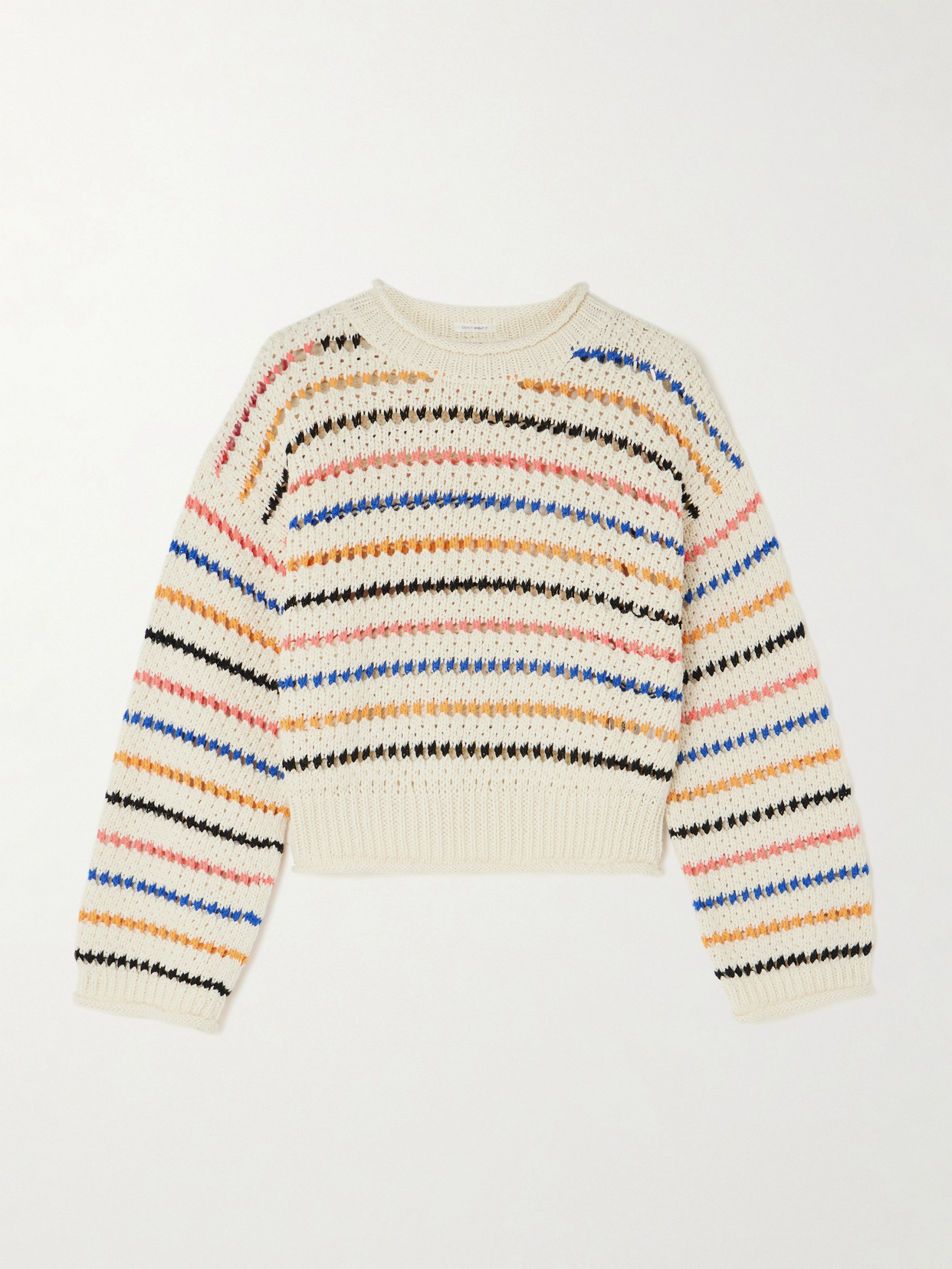 Mother The Bell Sleeve Striped Open-knit Cotton Sweater