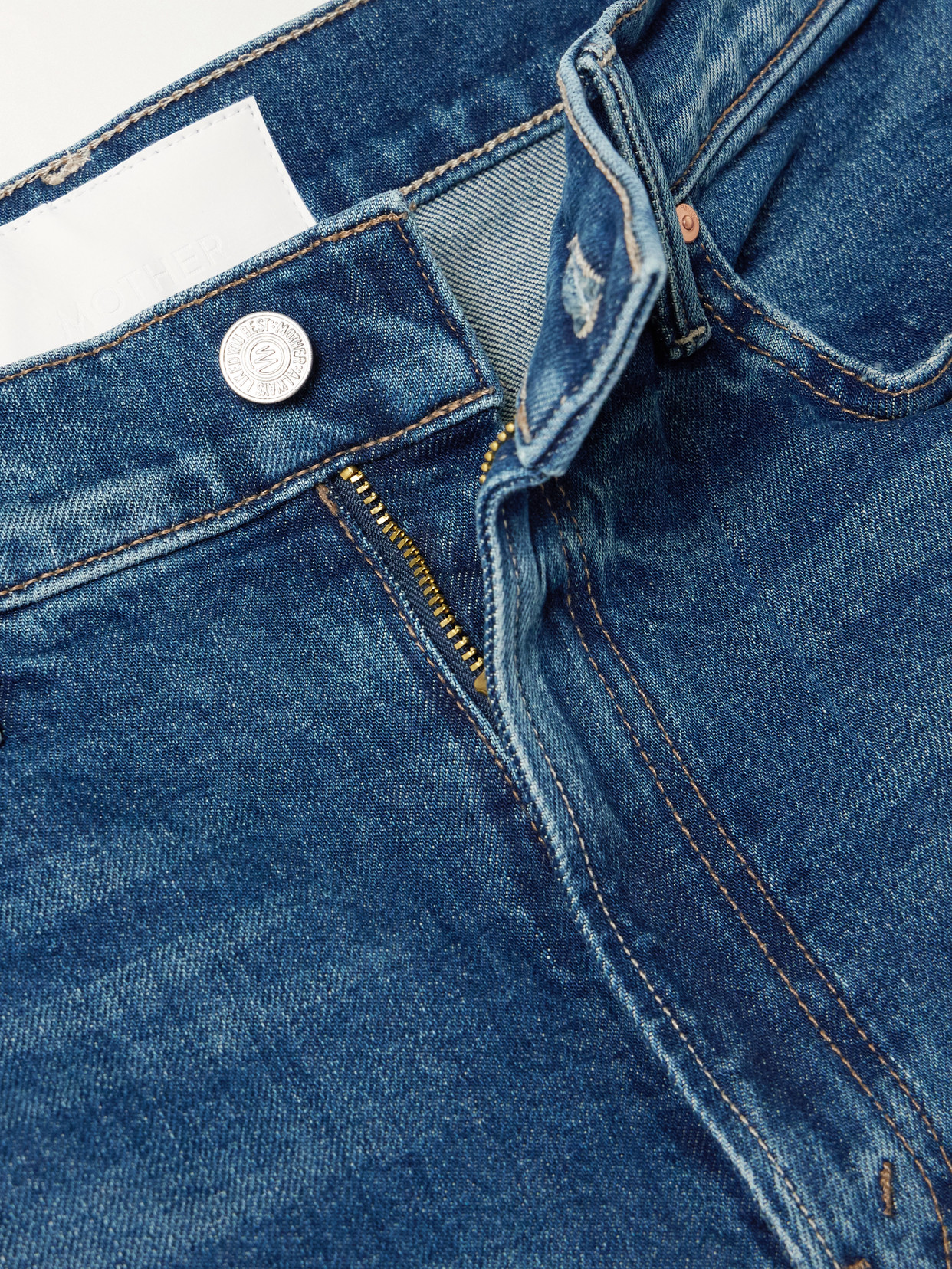 Mother The Undercover Bermuda Distressed Denim Shorts In Blue