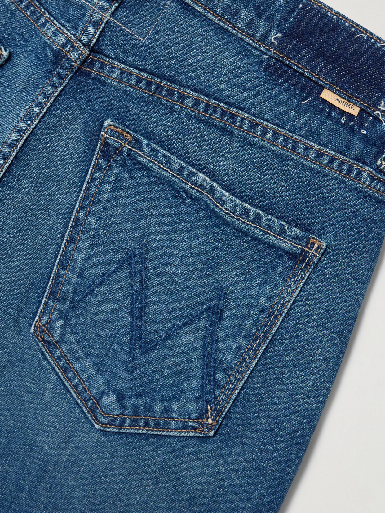 Mother The Undercover Bermuda Distressed Denim Shorts In Blue