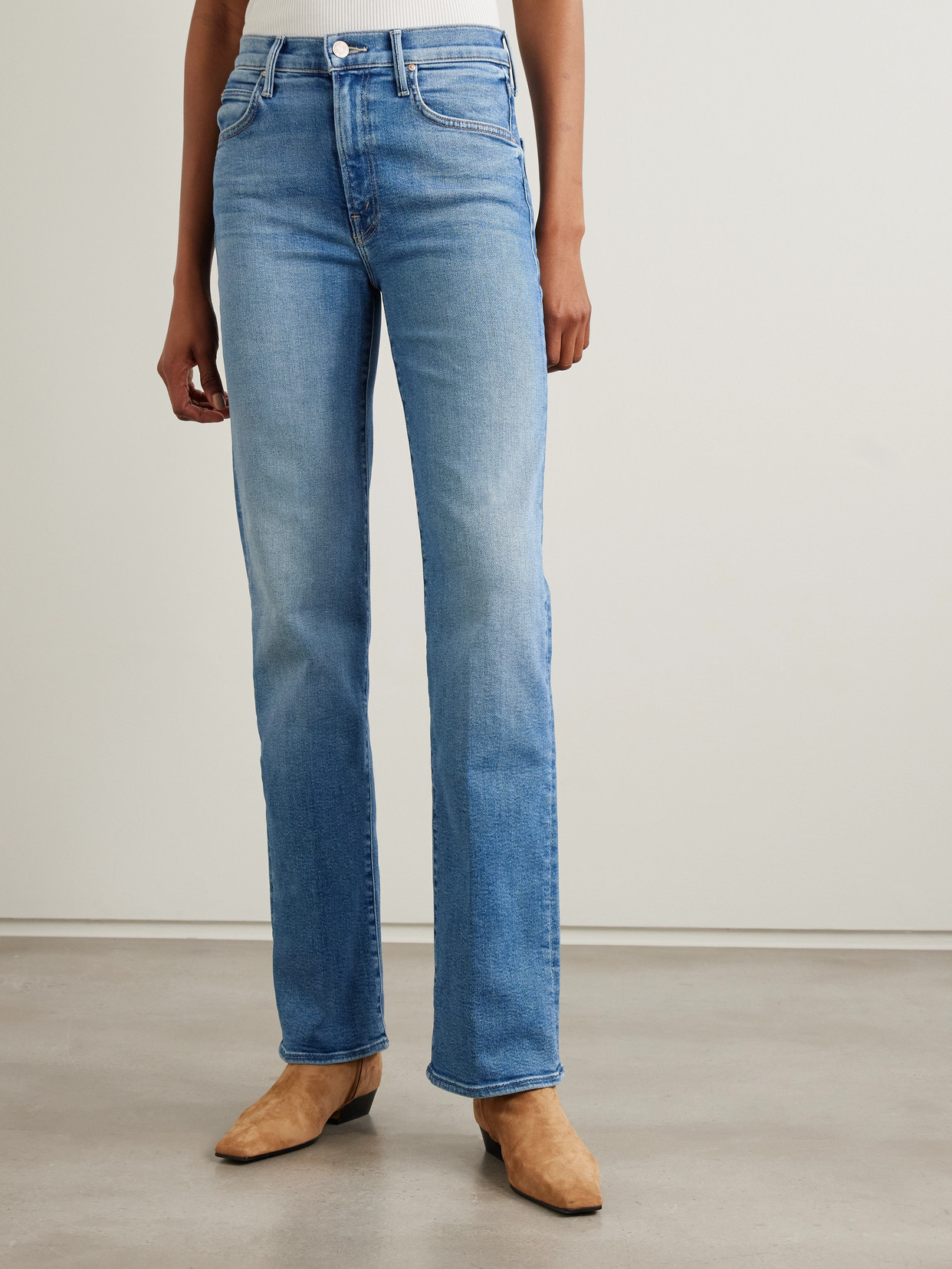 Mother The Kick It High-rise Straight-leg Jeans In Blue