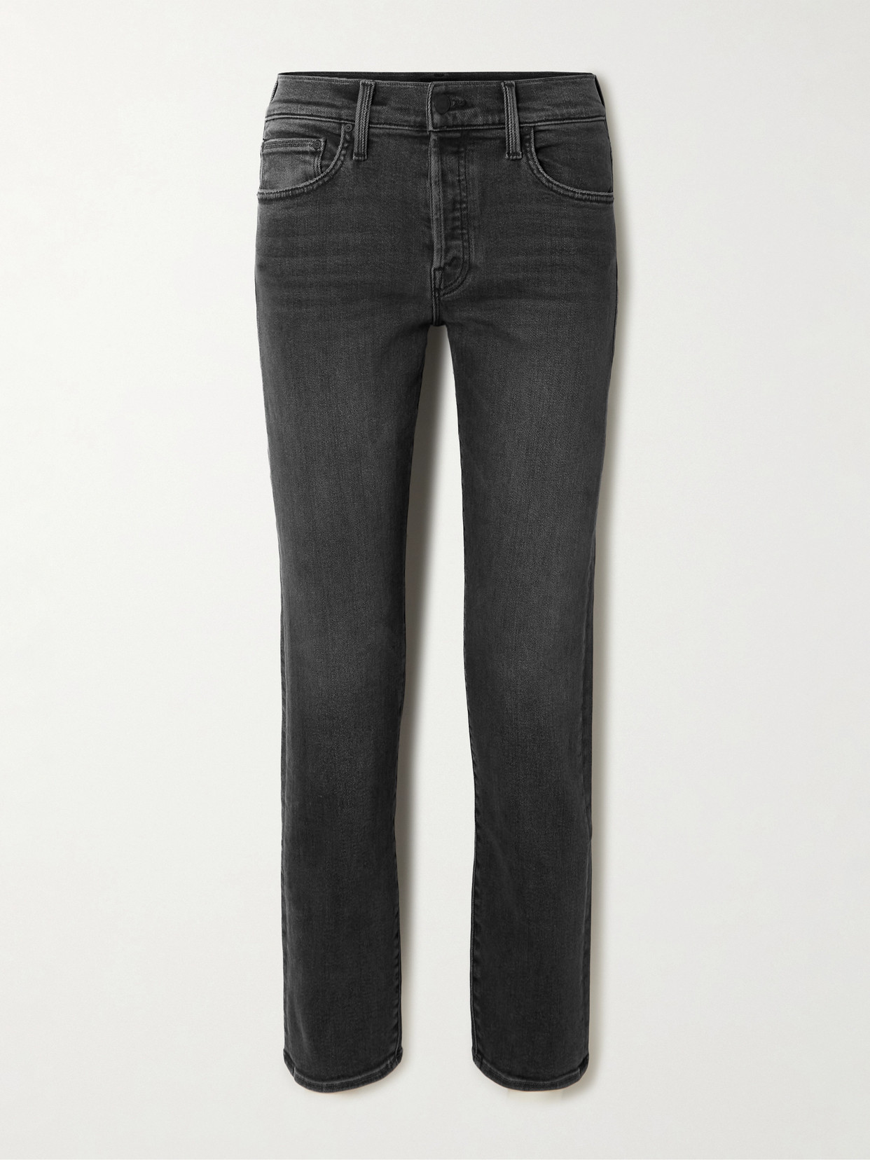 Mother Hiker Hover High-rise Straight-leg Jeans In Black