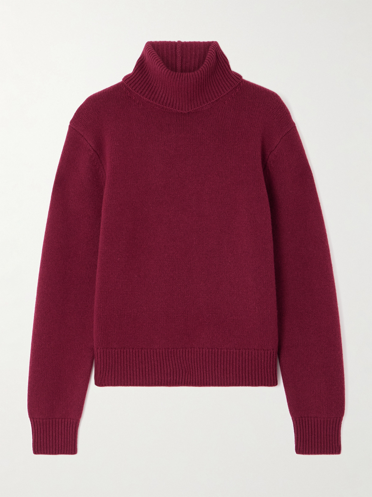 Anine Bing Idra Wool And Cashmere-blend Turtleneck Sweater In Burgundy