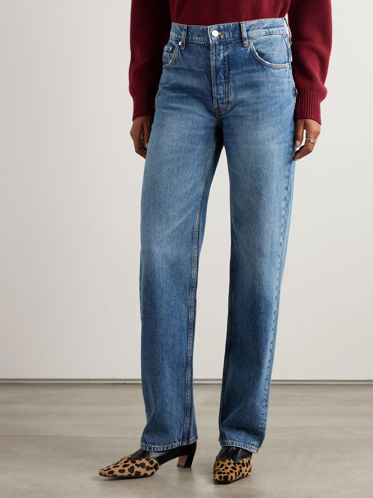 Anine Bing Gavin High-rise Wide-leg Jeans In Blue