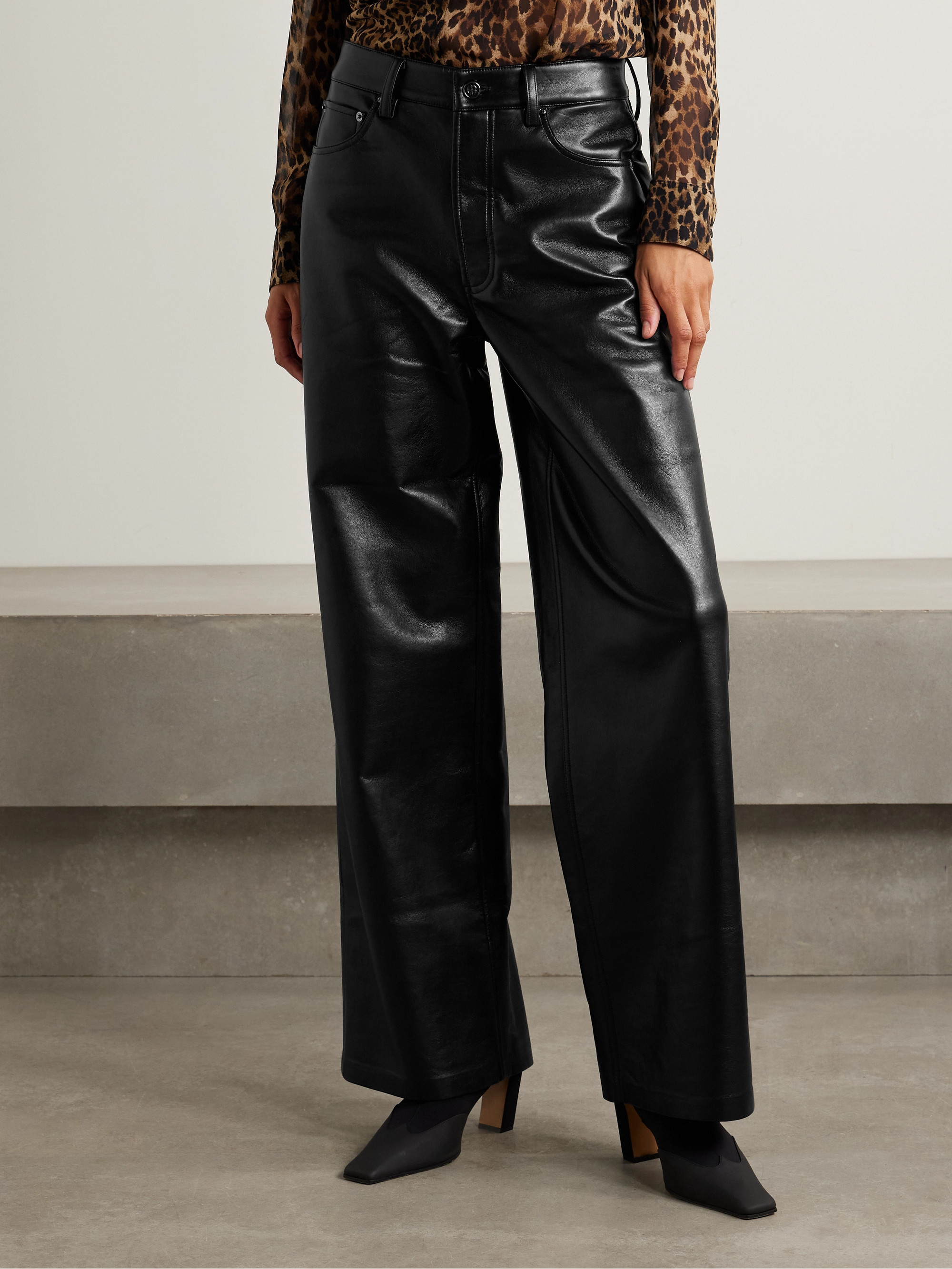 ANINE BING - Manon leather wide-leg pants | Plush
