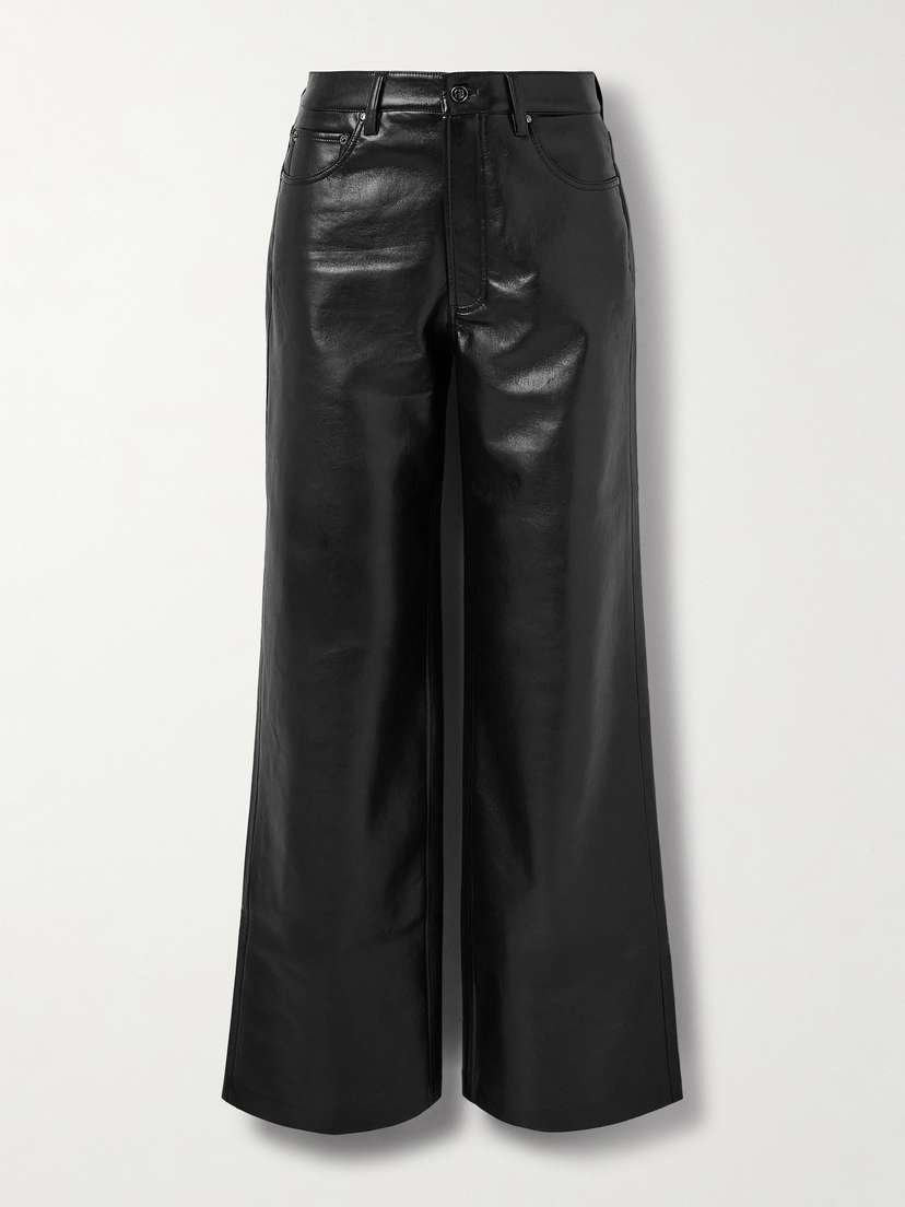 Anine Bing Manon Leather Wide-leg Pants