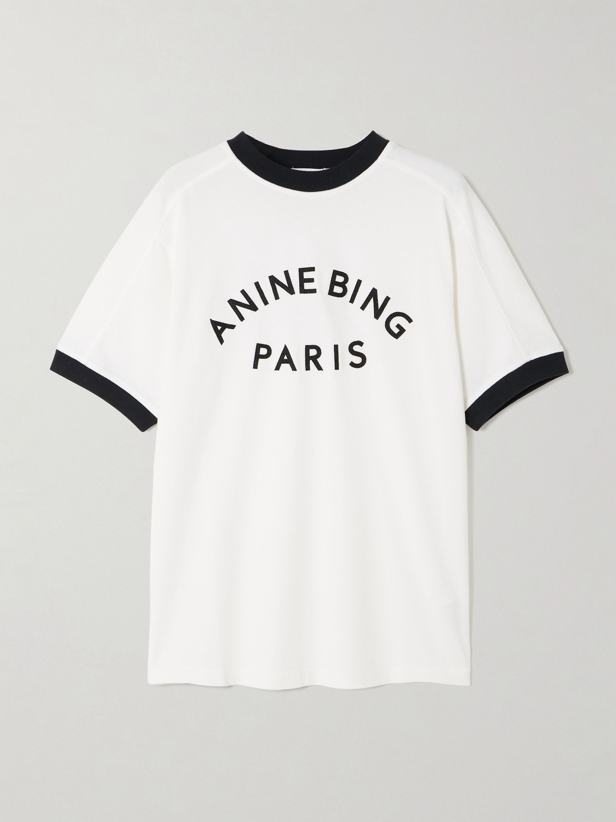 Anine Bing Jaylin Appliquéd Cotton-jersey T-shirt In White