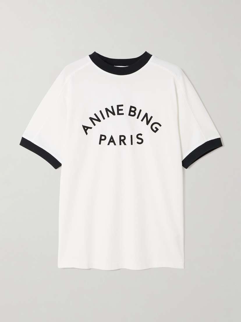 Anine Bing Jaylin Appliquéd Cotton-jersey T-shirt