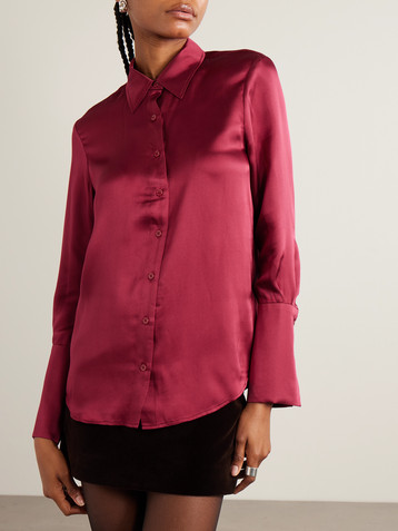 ANINE BING Amanda silk-blend satin blouse