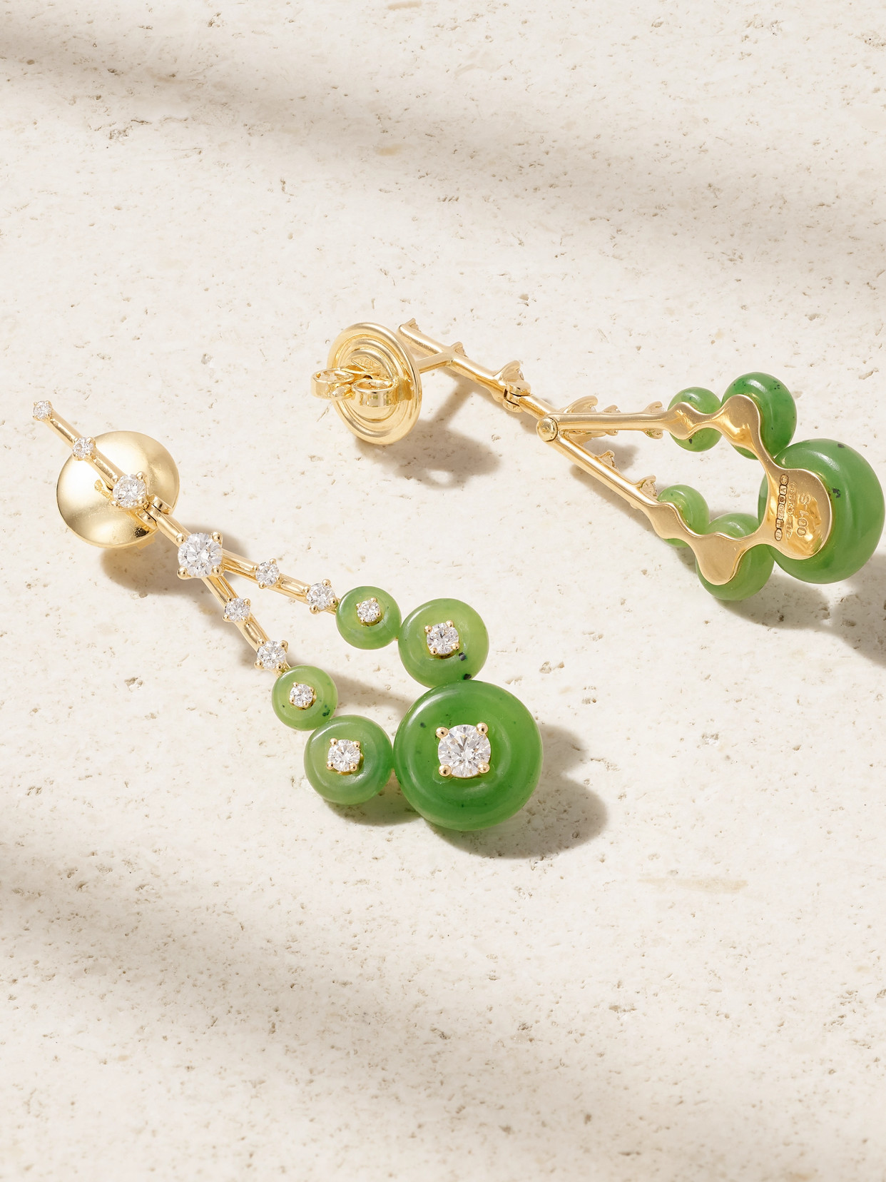 Fernando Jorge Gravity Small 18-karat Gold, Jade And Diamond Earrings In Gold