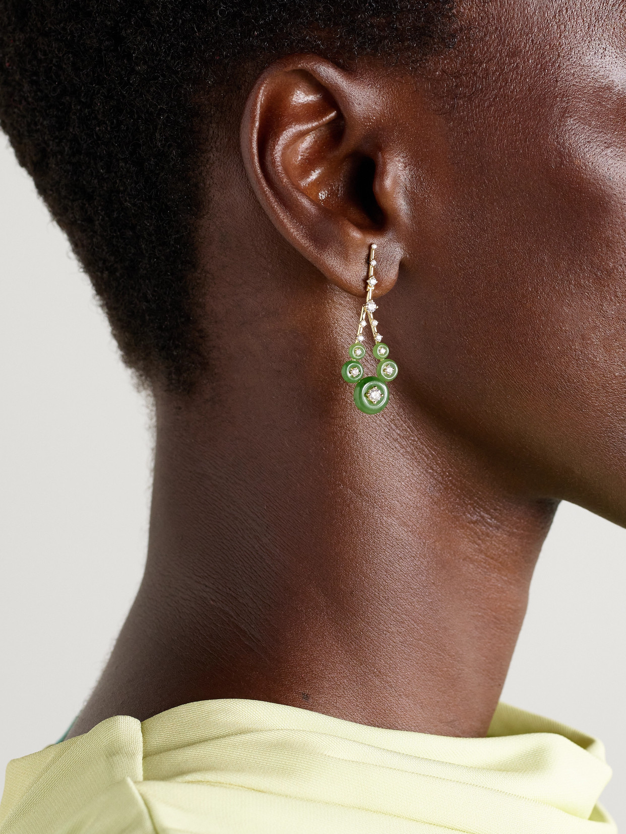 Fernando Jorge Gravity Small 18-karat Gold, Jade And Diamond Earrings In Gold