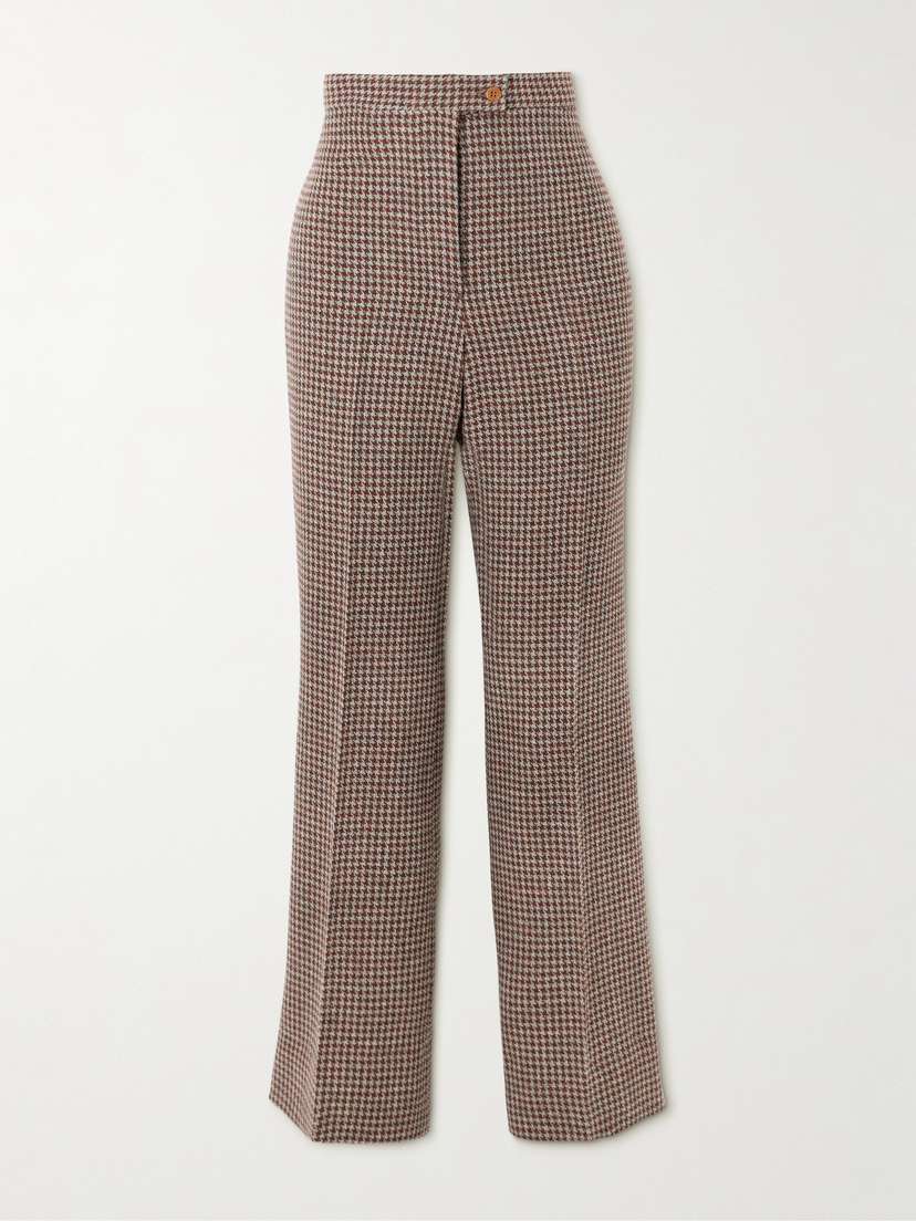Giuliva Heritage Laura Houndstooh Wool Wide-leg Pants