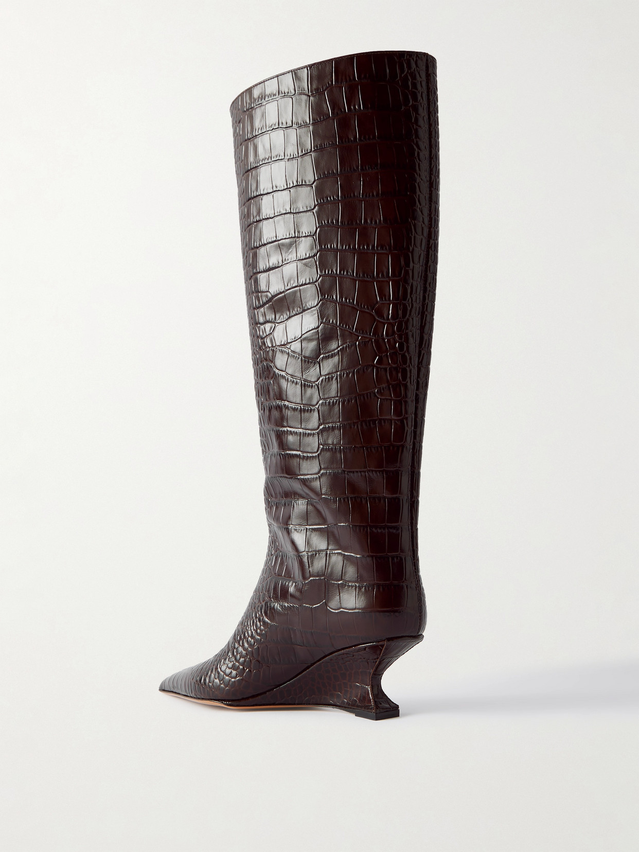 Nina 50 Croc-Effect Leather Knee Boots