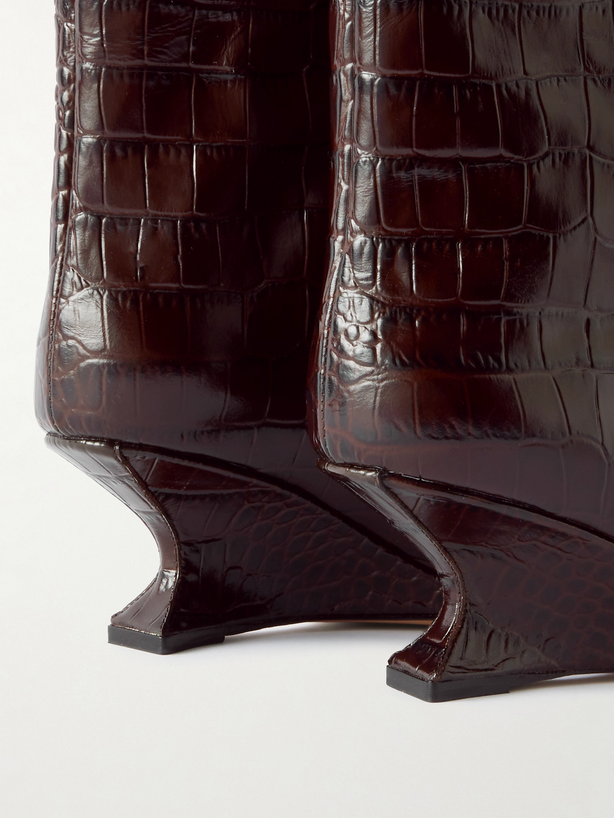 Nina 50 Croc-Effect Leather Knee Boots