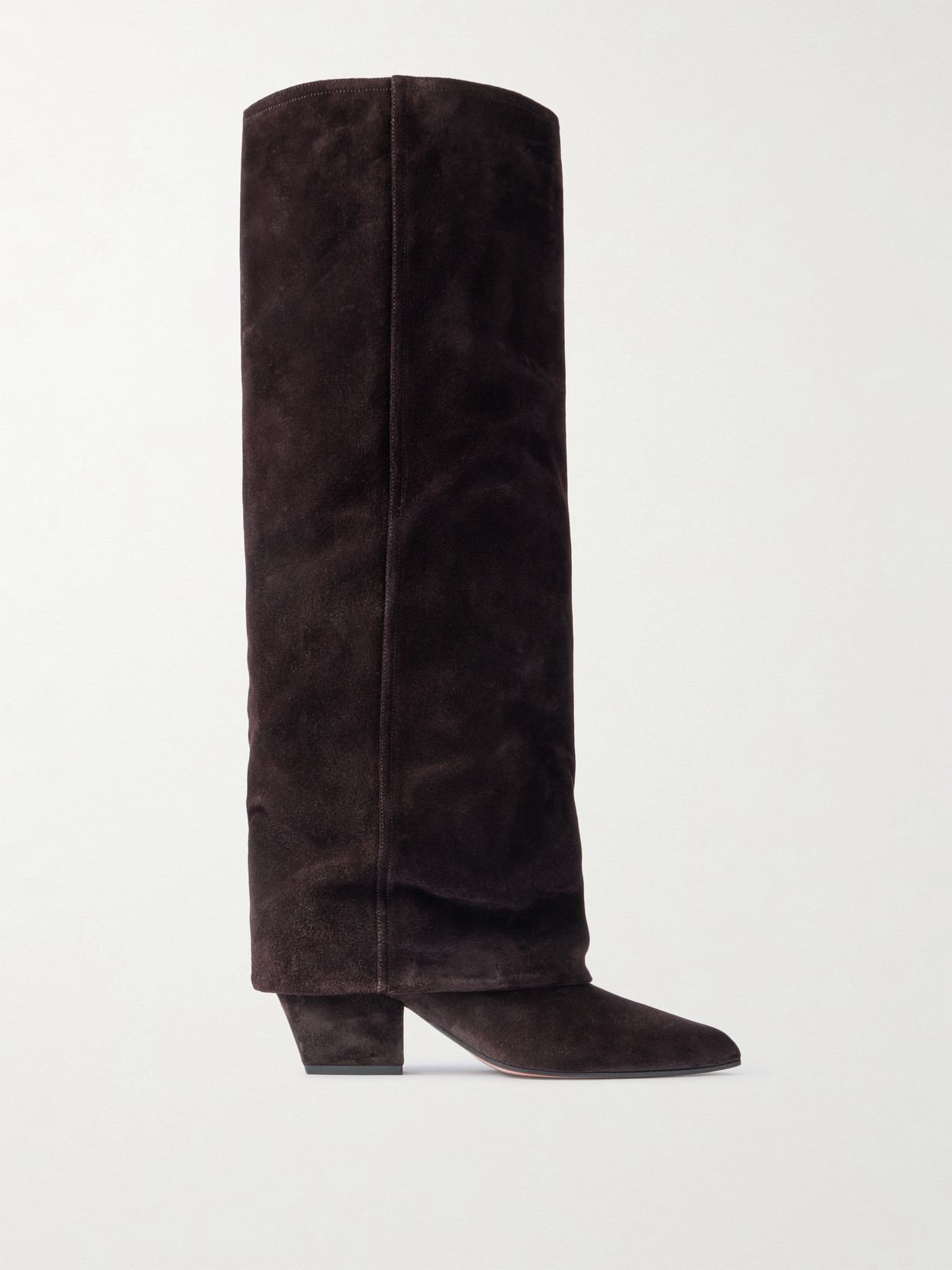 Paris Texas Jane Folded Suede Knee Boots In Brown