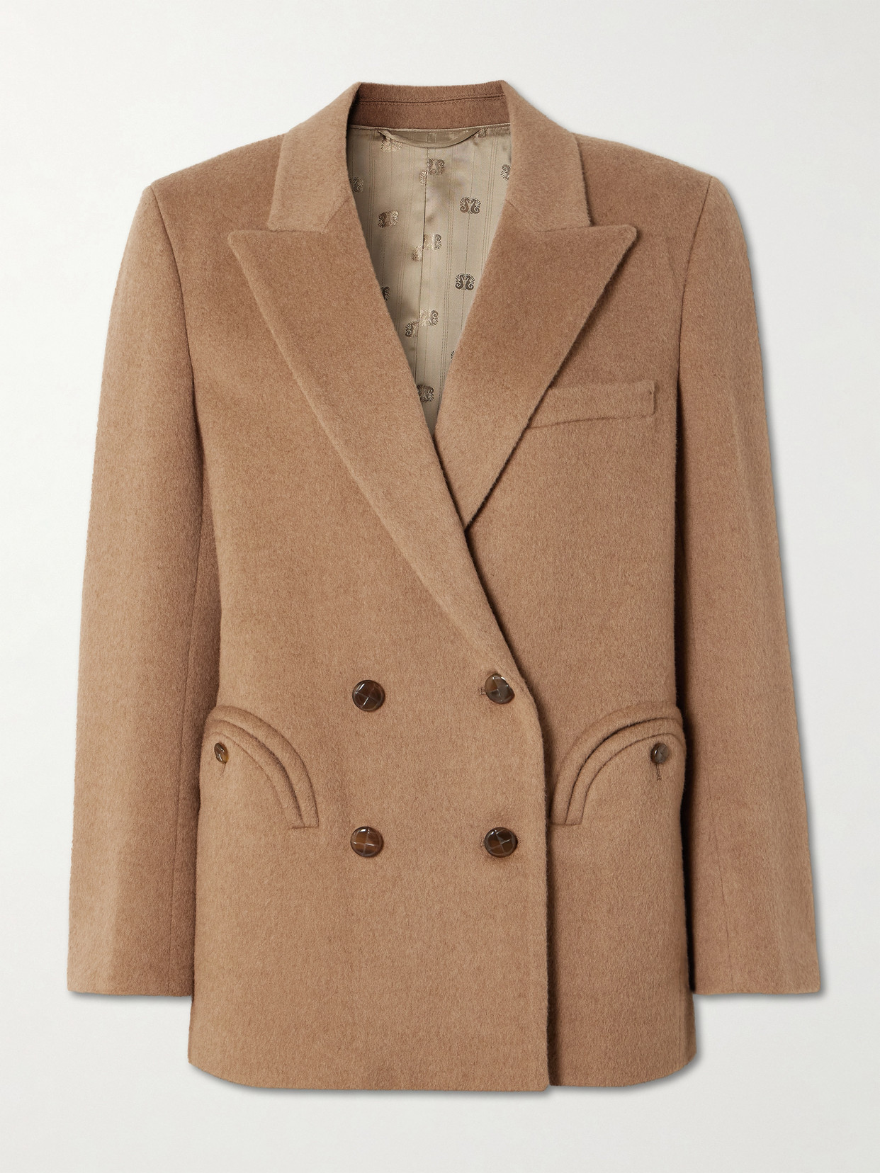 Blazé Milano Everynight Double-breasted Camel Hair Blazer In Brown