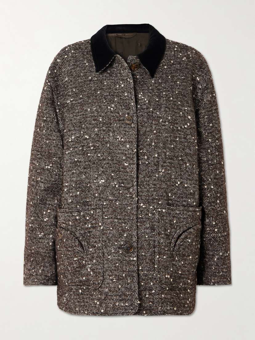 Blazé Milano Clelia Velvet-trimmed Bouclé Jacket