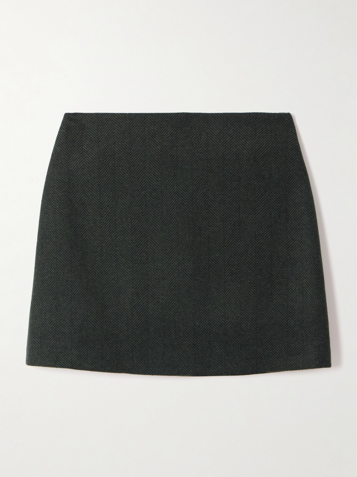 Blazé Milano Cheveyo Coci Herringbone Wool Mini Skirt In Green