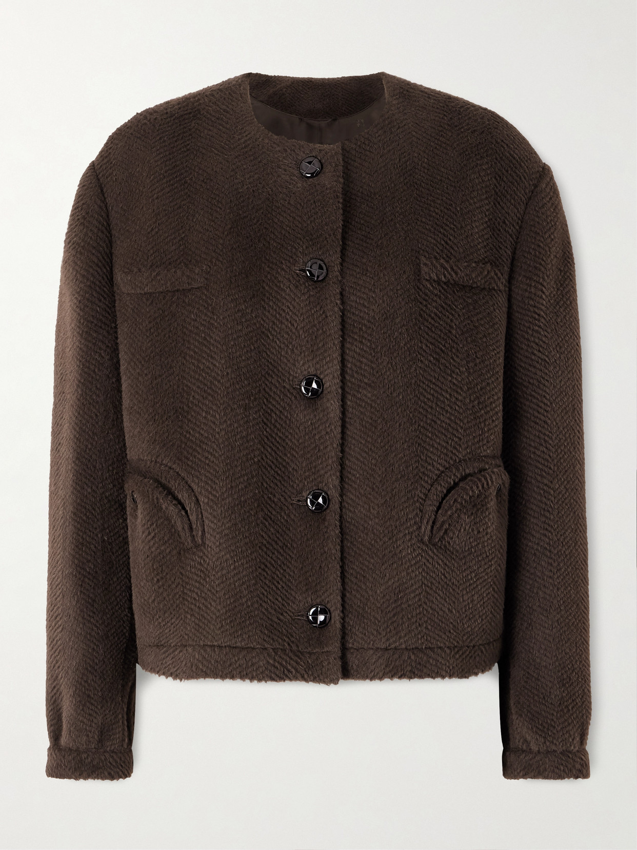 Blazé Milano This Is It Gliss Herringbone Alpaca And Wool-blend Jacket In Brown