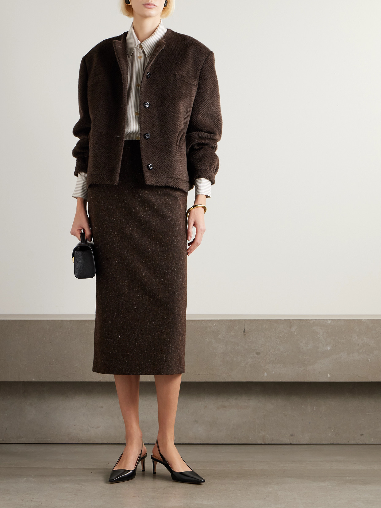 Blazé Milano This Is It Gliss Herringbone Alpaca And Wool-blend Jacket In Brown
