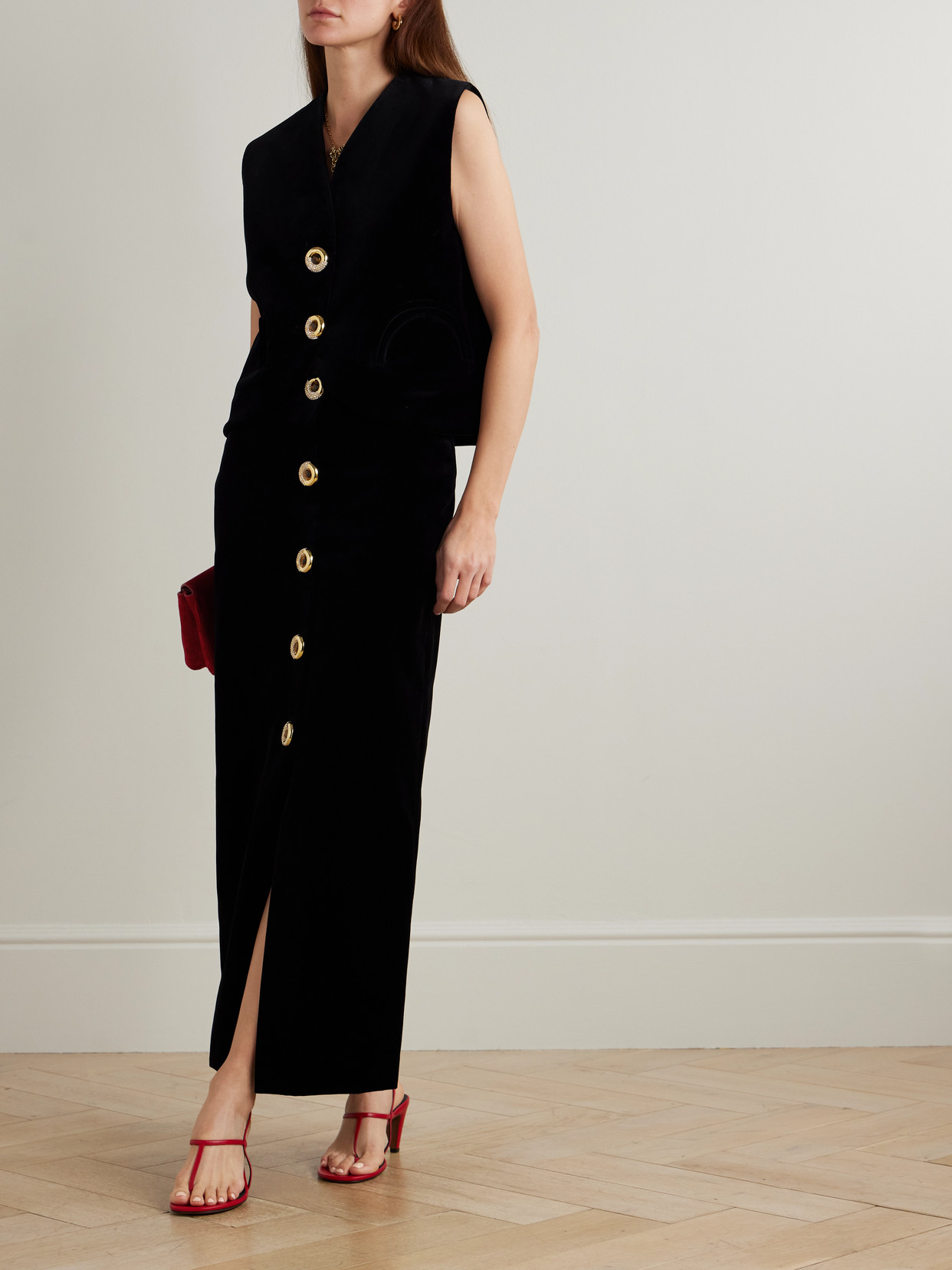 Blazé Milano - Jealousy Gliss Crystal-Embellished Cotton-Velvet Vest