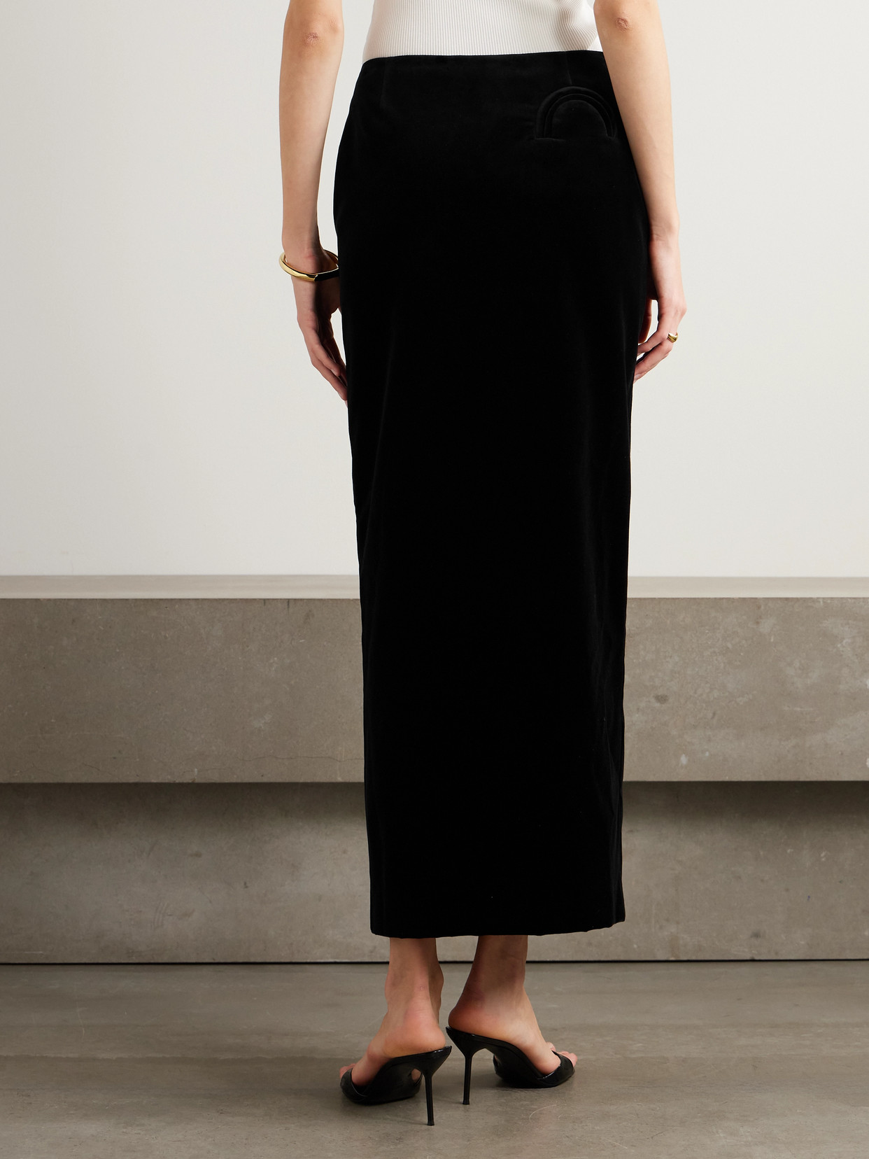 Blazé Milano Jealousy Sussex Cotton-velvet Maxi Skirt In Black