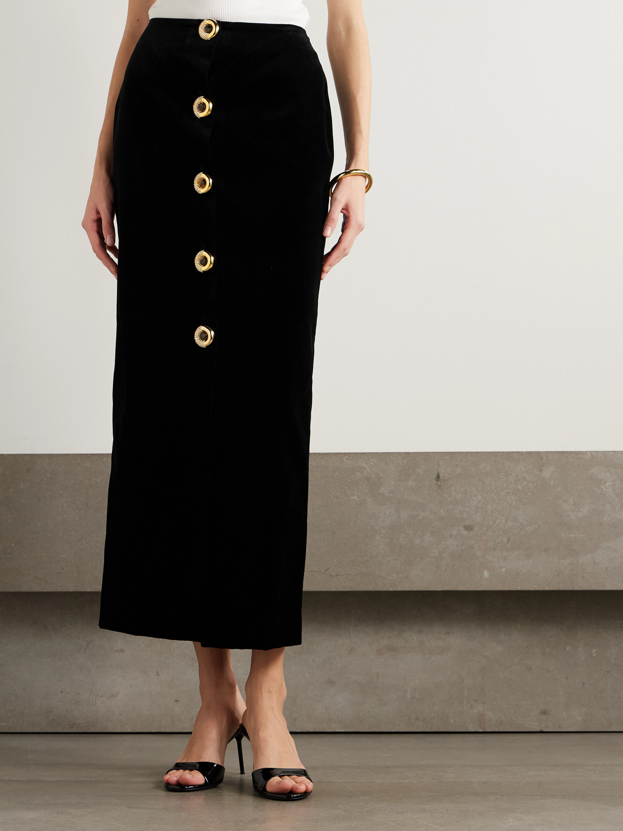 Blazé Milano Jealousy Sussex Cotton-velvet Maxi Skirt In Black