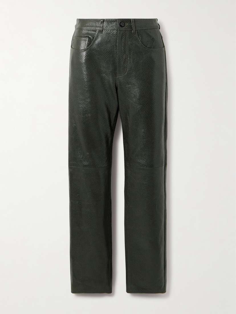 Blazé Milano Emera Snake-effect Leather Straight-leg Pants