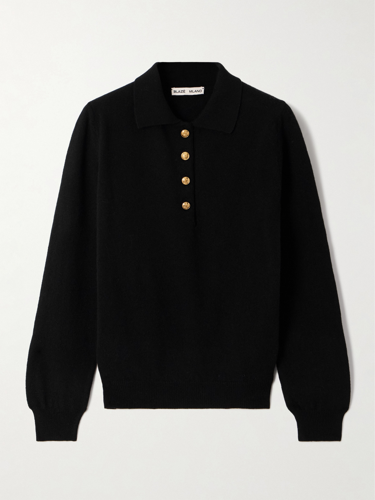 Blazé Milano Highland Wool And Cashmere-blend Polo Sweater In Black