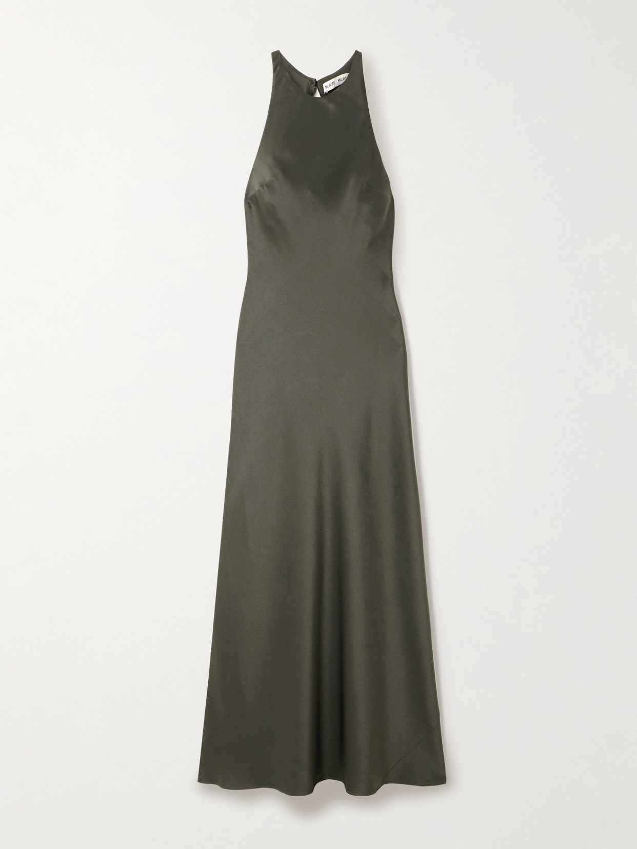 Blazé Milano Skyros Satin Midi Dress In Green