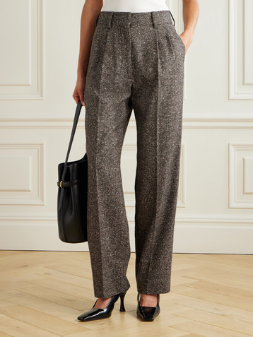 Blazé Milano Sarissa Fox pleated tweed straight-leg pants
