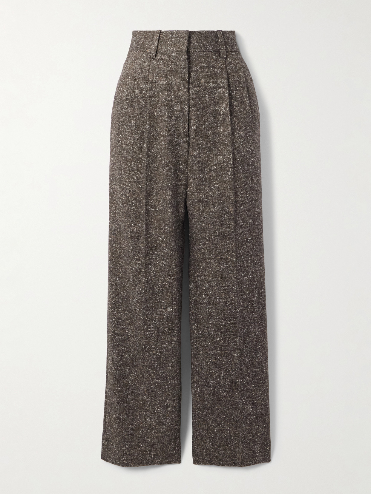 Blazé Milano Sarissa Fox Pleated Tweed Straight-leg Pants In Brown