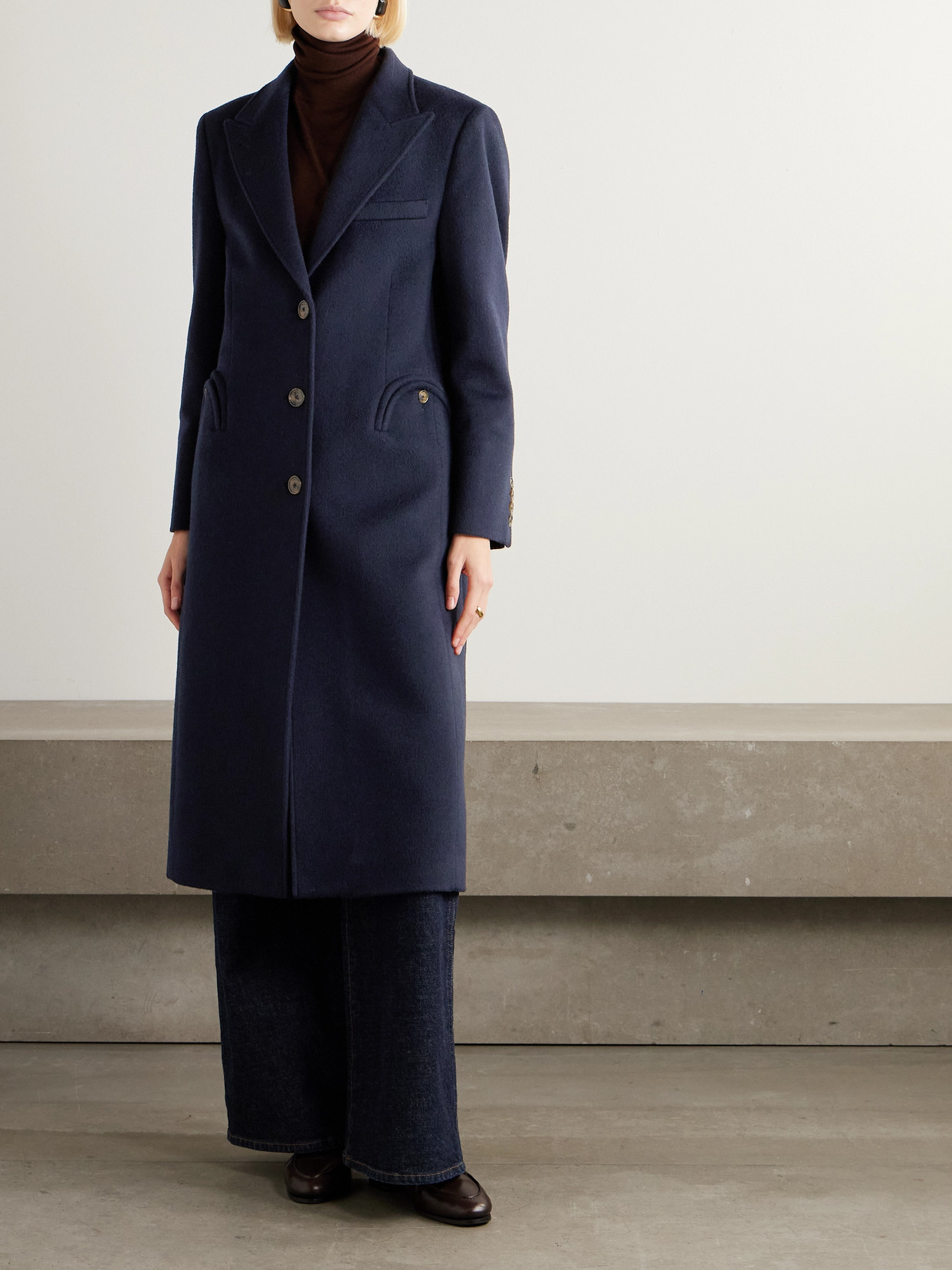 Blazé Milano Joyme Heck Wool And Cashmere-blend Coat In Blue