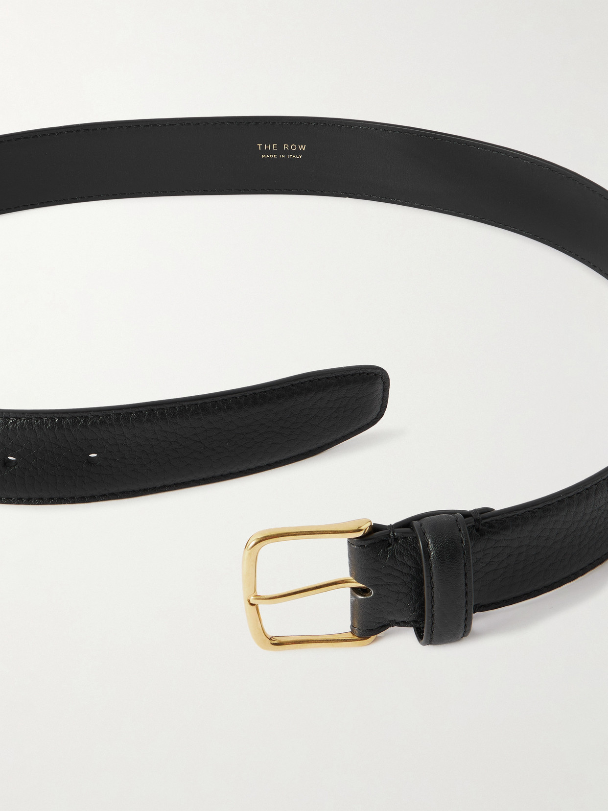 The Row Maxi Classic Textured-leather Waist Belt In Black