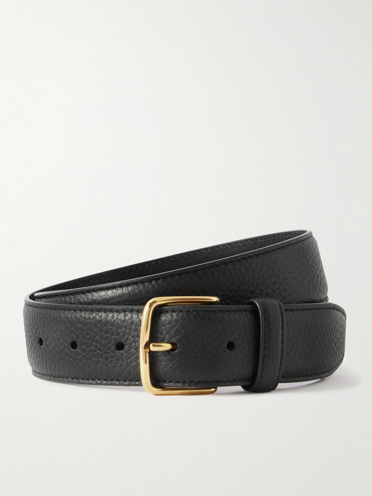 The Row Maxi Classic Textured-leather Waist Belt In Black