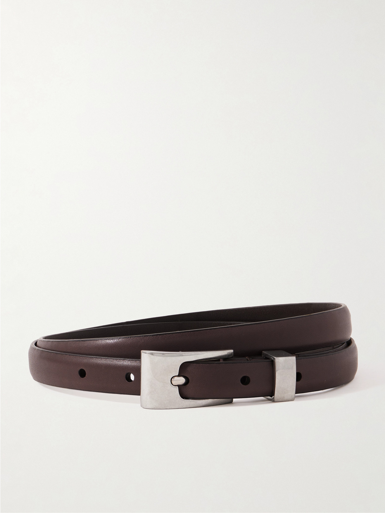 The Row Downtown Leather Belt In Brown