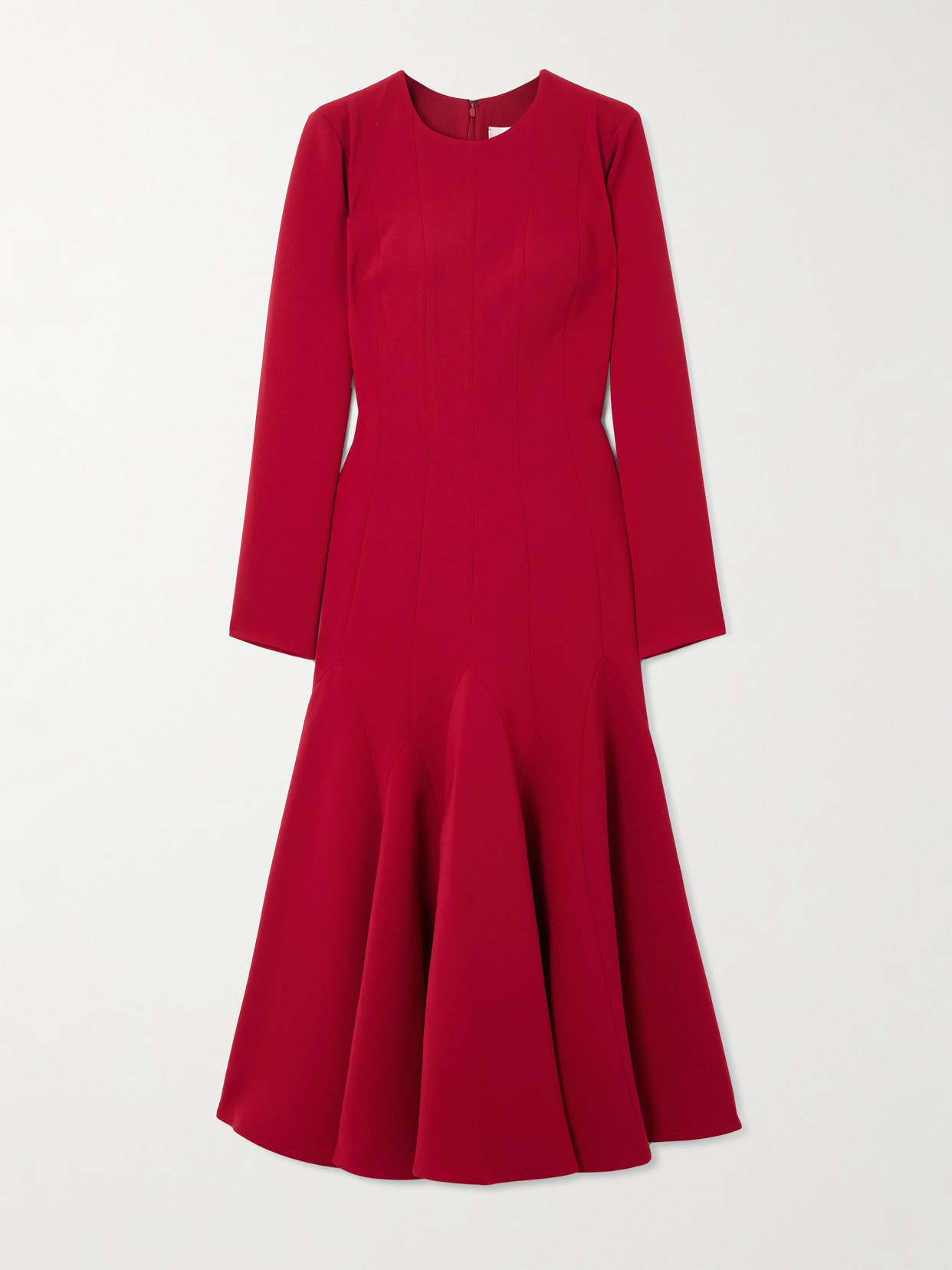 Carolina Herrera Pleated Paneled Crepe Midi Dress In Red