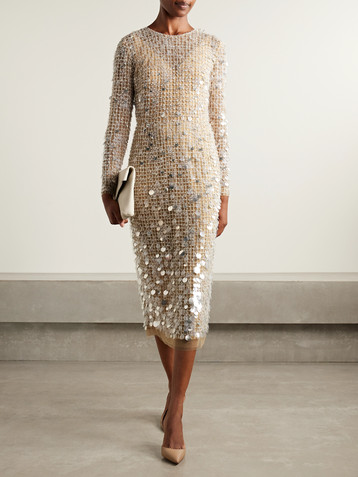 Carolina Herrera Embellished tulle midi dress