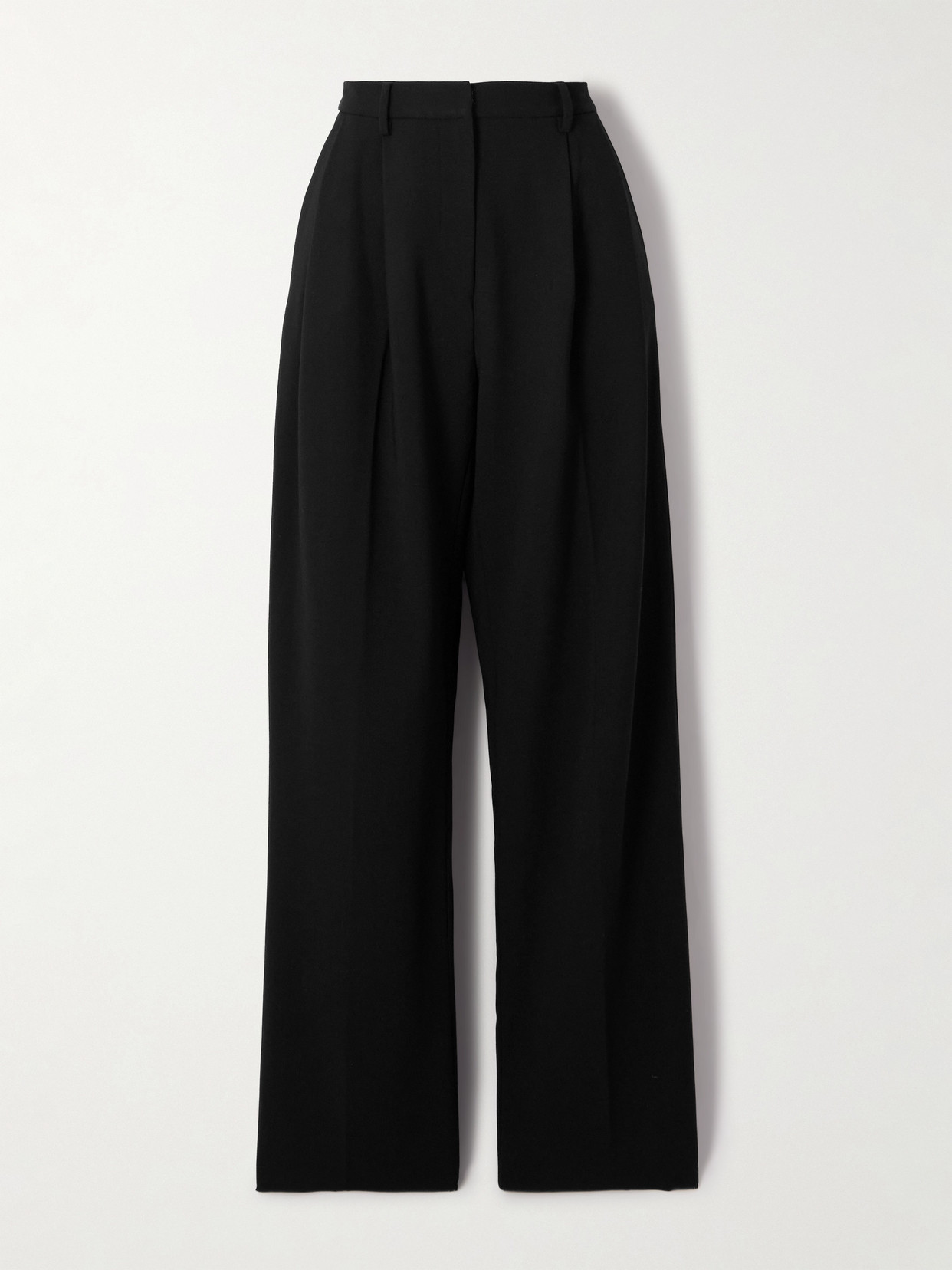 Carolina Herrera Pleated Wool-blend Wide-leg Pants In Black