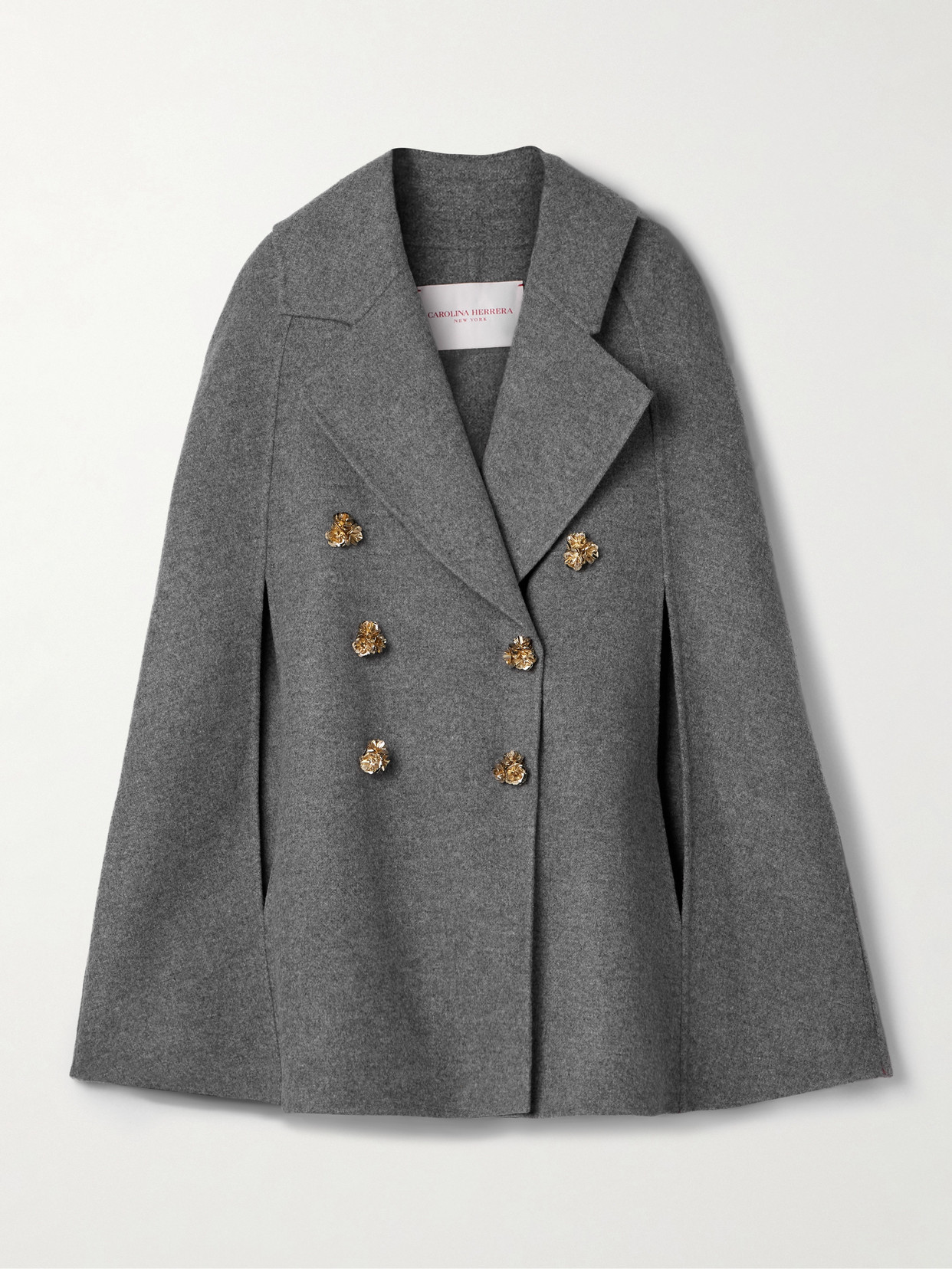 Carolina Herrera Double Face Virgin Wool Peacoat Cape In Gray