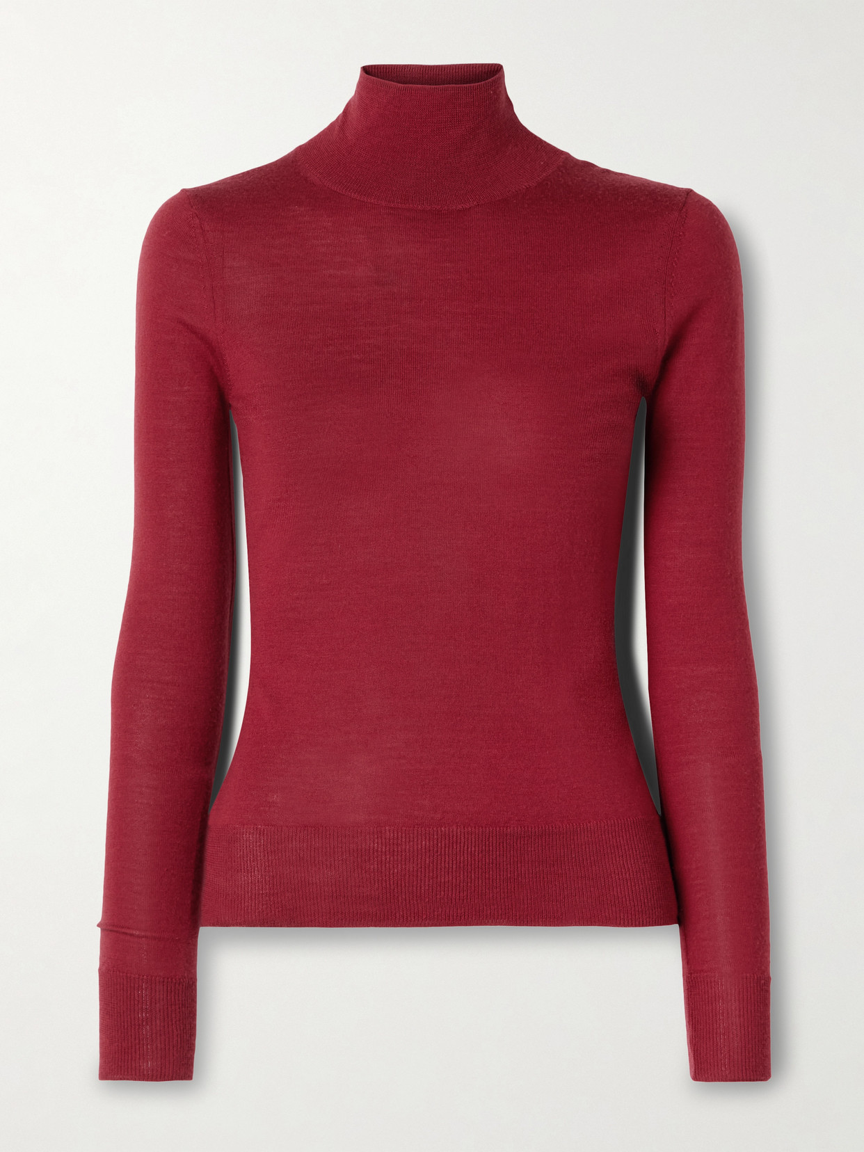 Carolina Herrera Turtleneck Virgin Wool And Silk Sweater In Red