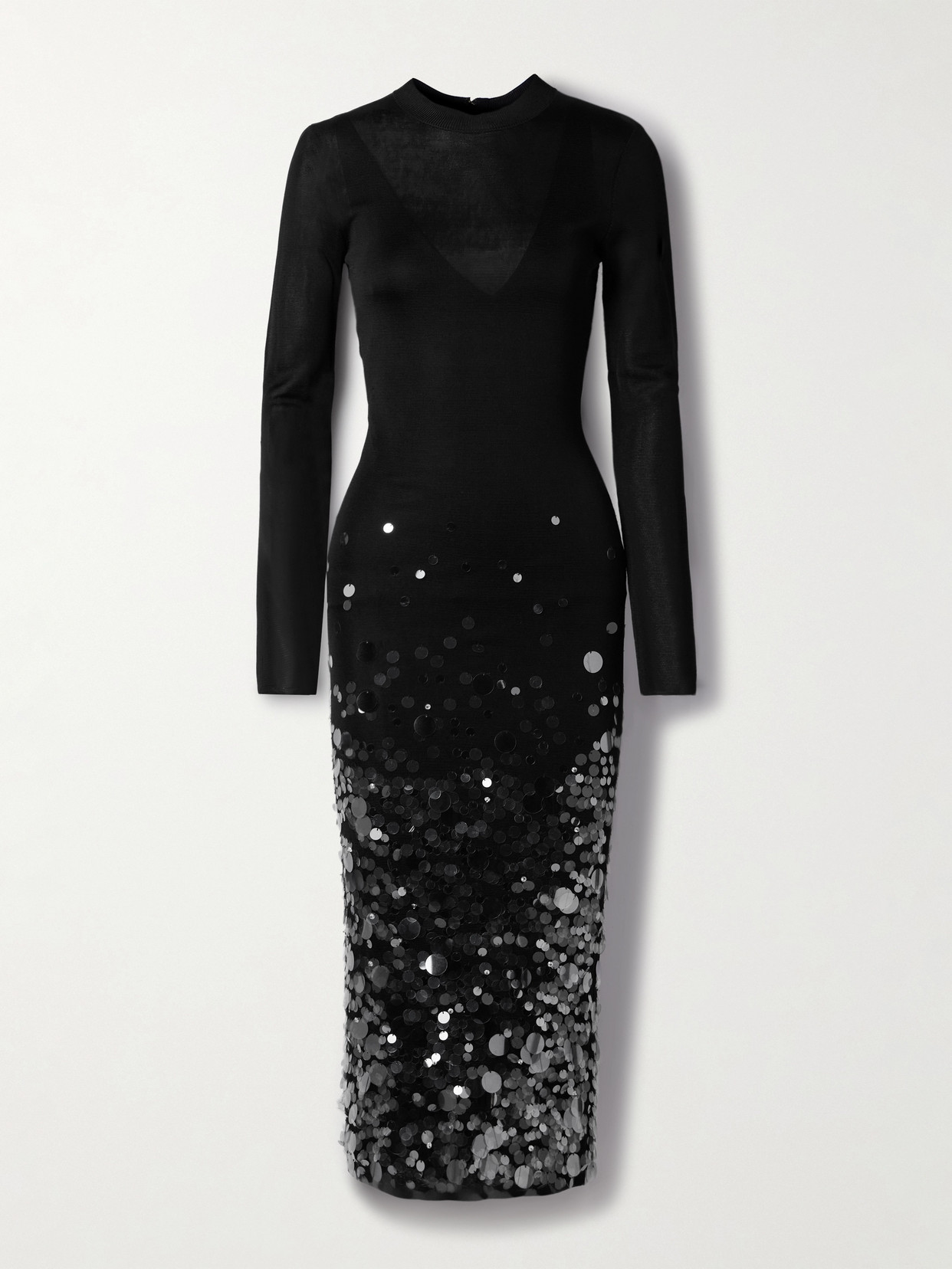 Carolina Herrera Sequin-embellished Knitted Midi Dress In Black