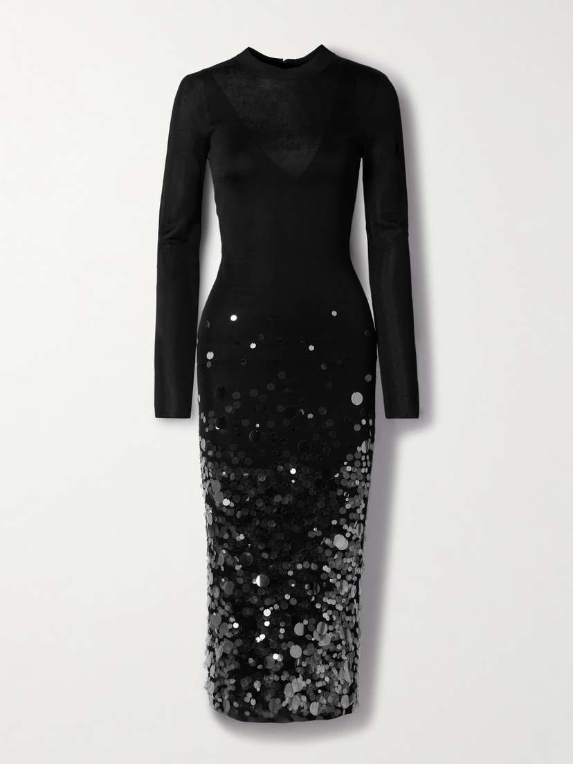 Carolina Herrera Sequin-embellished Knitted Midi Dress