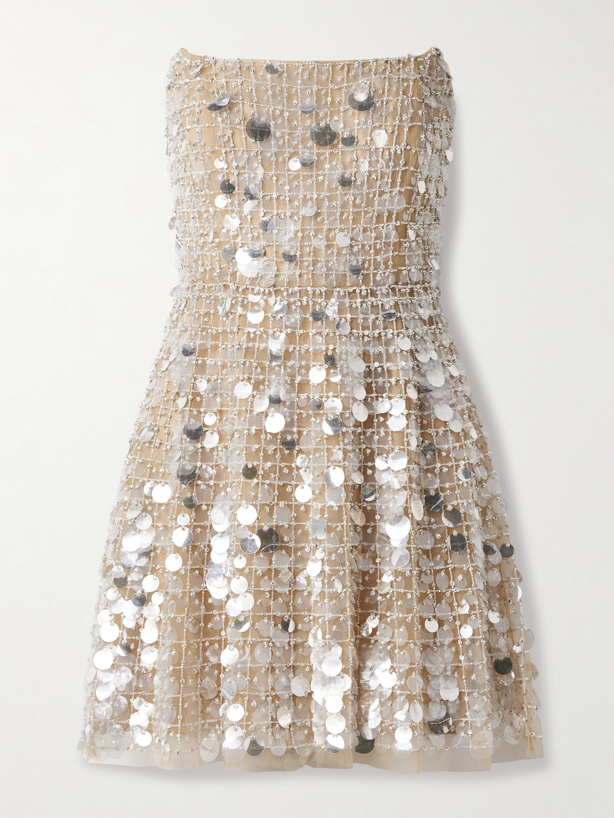 Carolina Herrera Strapless Embellished Tulle Mini Dress In Multi