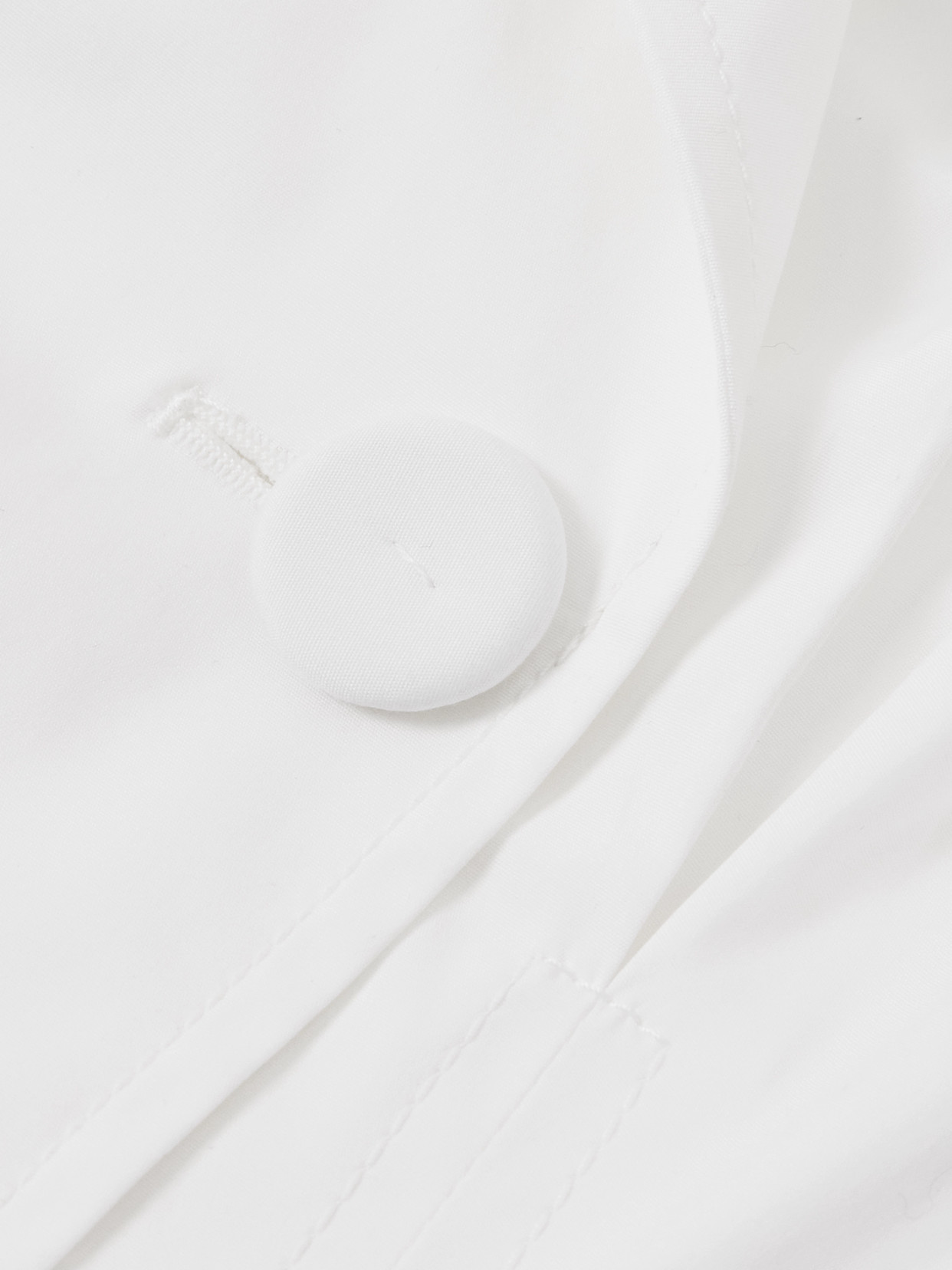 Carolina Herrera Double-breasted Pleated Stretch-cotton Poplin Shirt In White