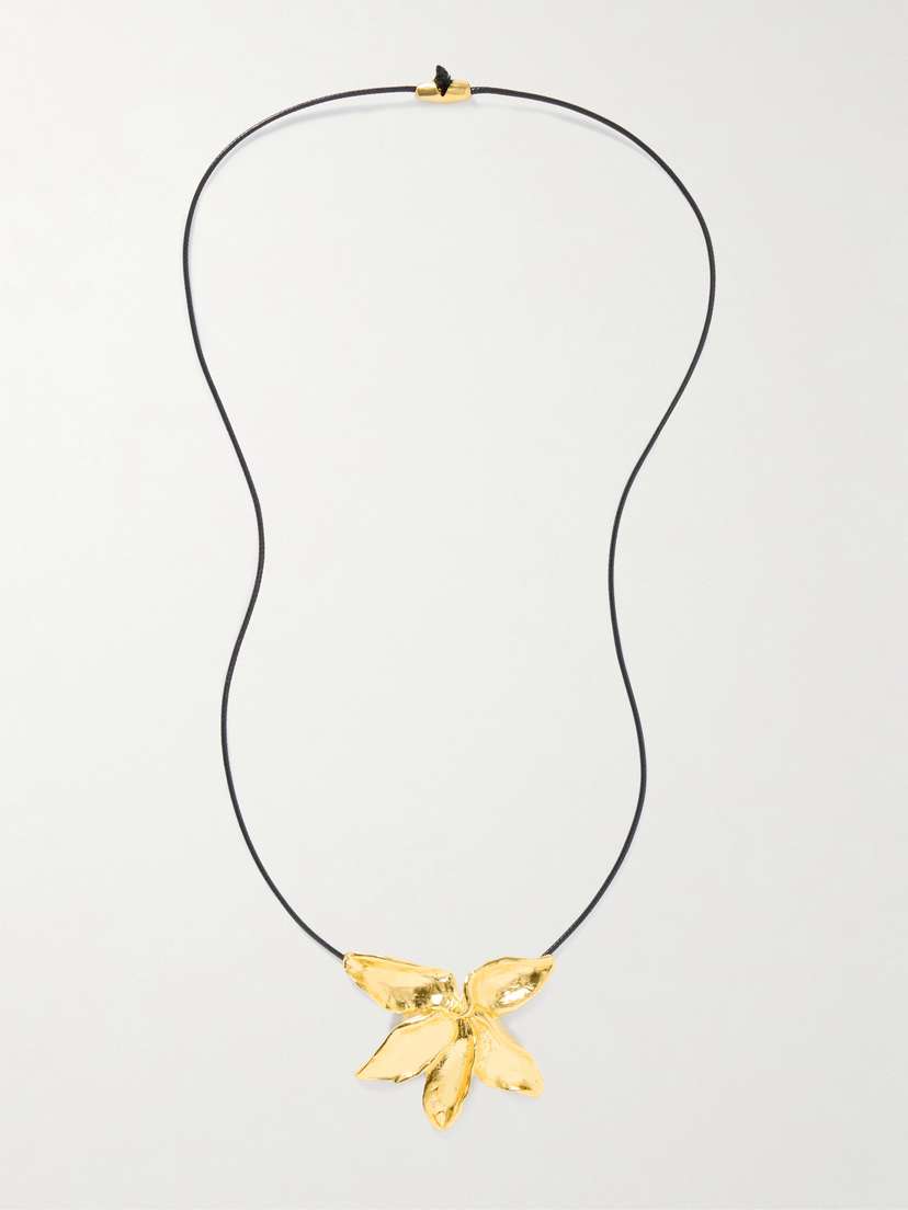 YSSO + Eden Rock St Barths Frangipanier Gold-plated And Cord Necklace