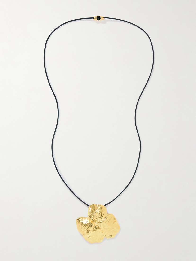 YSSO + Eden Rock St Barths Hibiscus Gold-plated And Cord Necklace