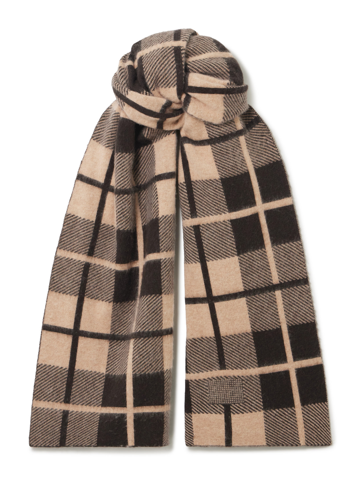 Guest In Residence Checked Brushed Wool And Cashmere-blend Scarf In Brown
