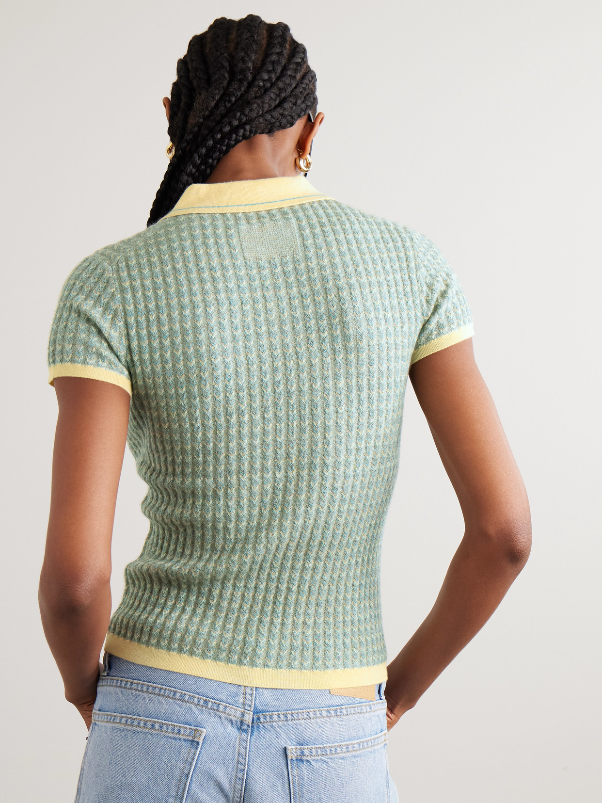 Guest In Residence Ribbed Cashmere Polo Shirt In Green