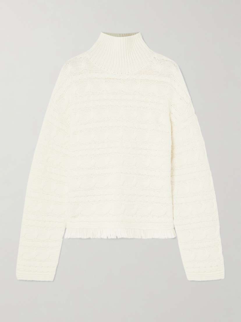 Guest In Residence Frayed Cable-knit Wool And Cashmere-blend Turtleneck Sweater