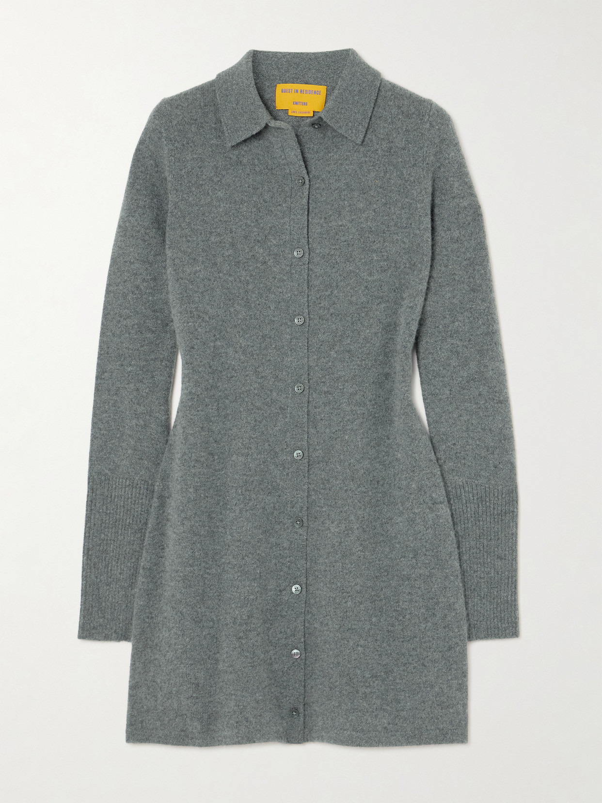 Guest In Residence Showtime Cashmere Mini Shirt Dress In Gray